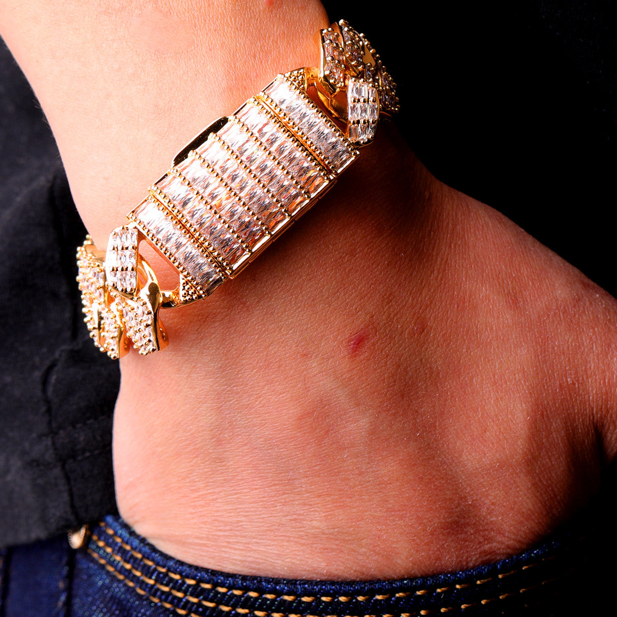 Iced Water | 20mm Baguette Blinged Out Miami Cuban Link Chain Bracelet