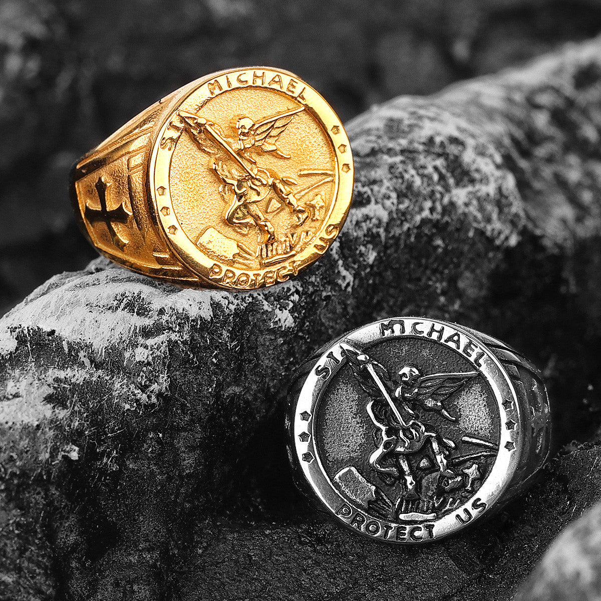 Archangel | 316L No Fade Stainless Steel Saint Michael Protect Us Rings