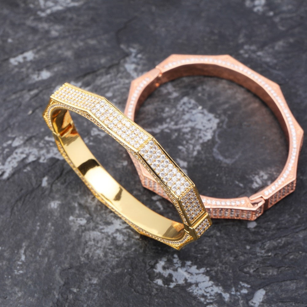 14k White Yellow Rose Gold Flooded Ice Show Stopper Hip Hop 5A Micro Pave Stone Bracelet