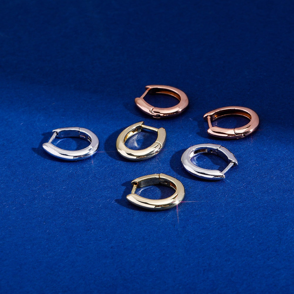 Solid .925 Sterling Silver Oval Loop Silver Gold Rose Gold Earrings