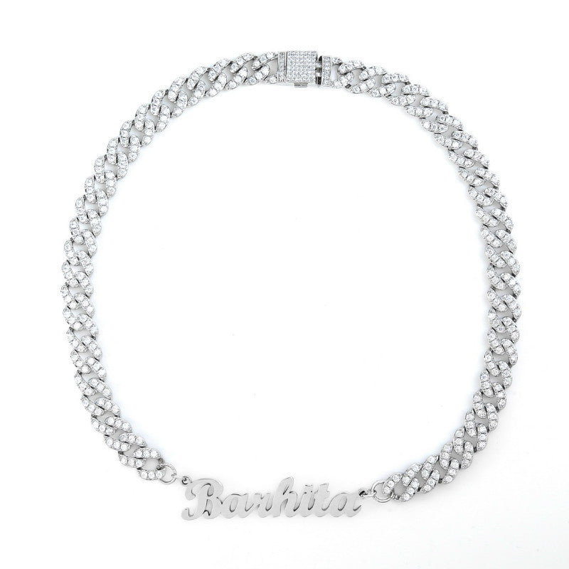 The Princess | VVS Diamond CZ Iced Cuban Link Cursive Letter Initial Name Necklace