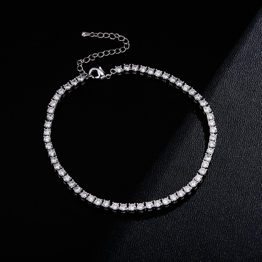 Ladies Iced Blinged Out 3mm 3A Stone Tennis Ankle Anklet Bracelet