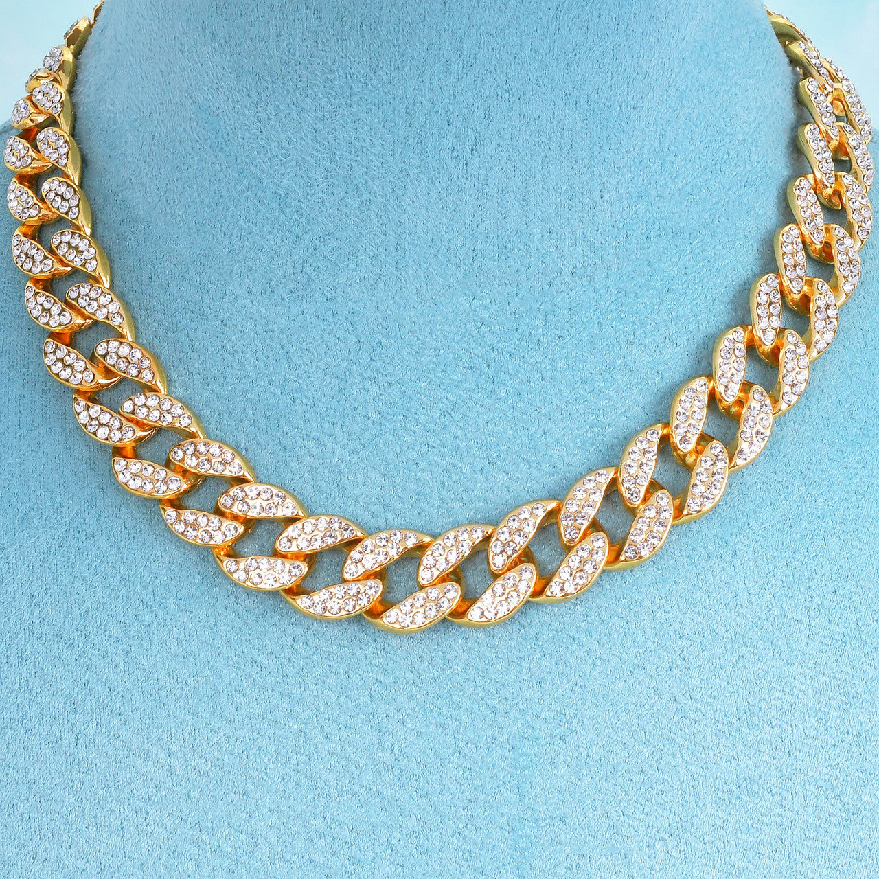 Iced Blinged Out 15mm Miami Cuban Link Hip Hop Chain Necklace