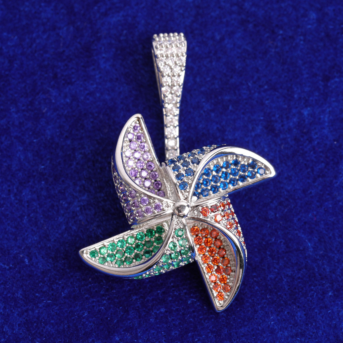 The Pinwheel | Spinning Prong Set VVS Diamond CZ Iced Hip Hop Pendant