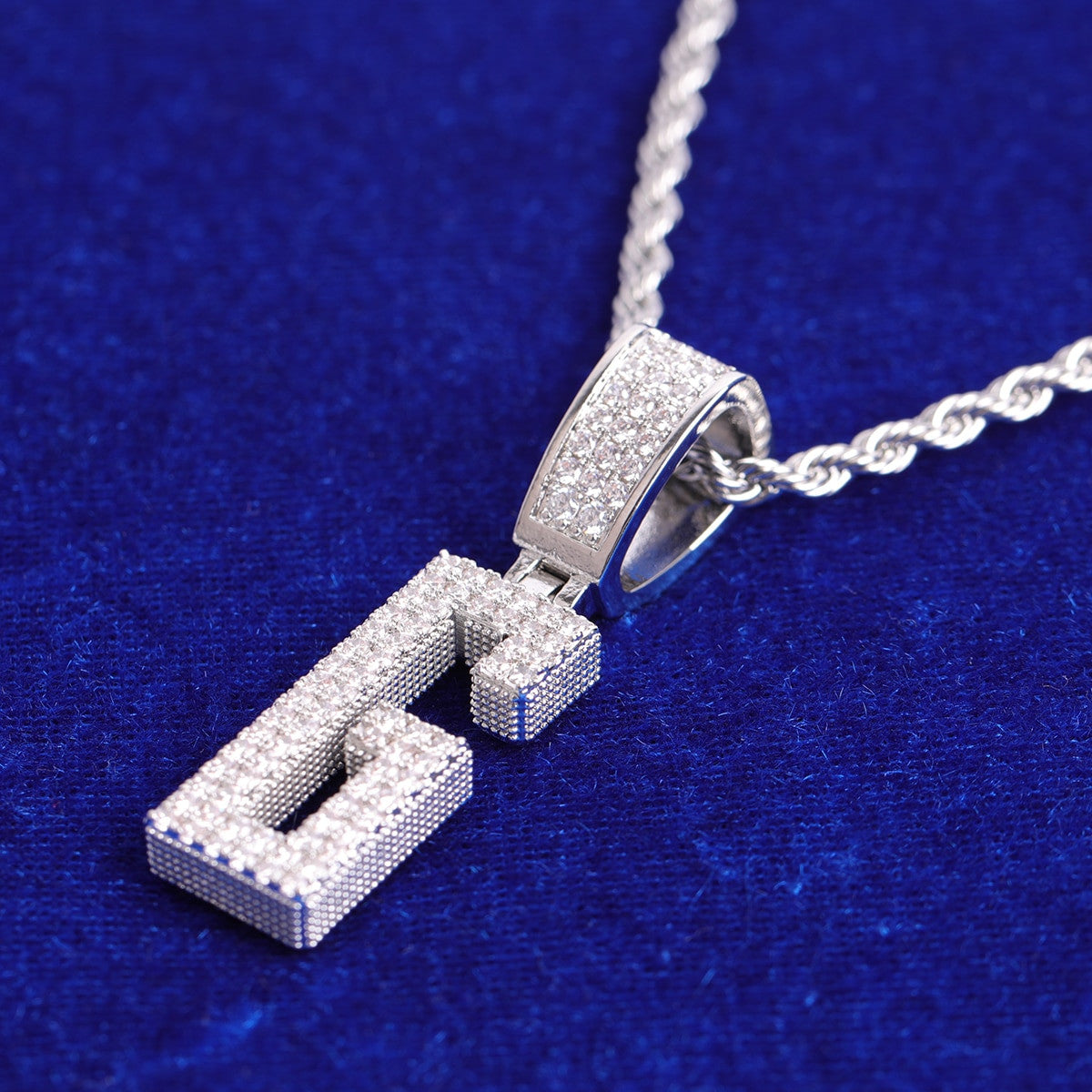 GQ-ICED | VVS Diamond CZ Flooded Ice Hip Hop Initial Pendant Chain Necklace