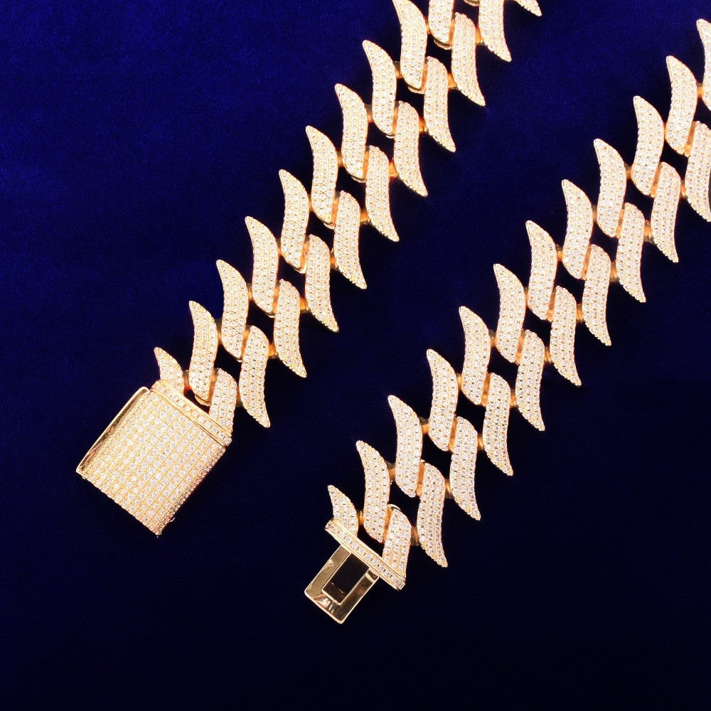 32mm Fire Boy Flame Hot Boy 24k Gold .925 Silver Flooded Ice Hip Hop Cuban Link Chain