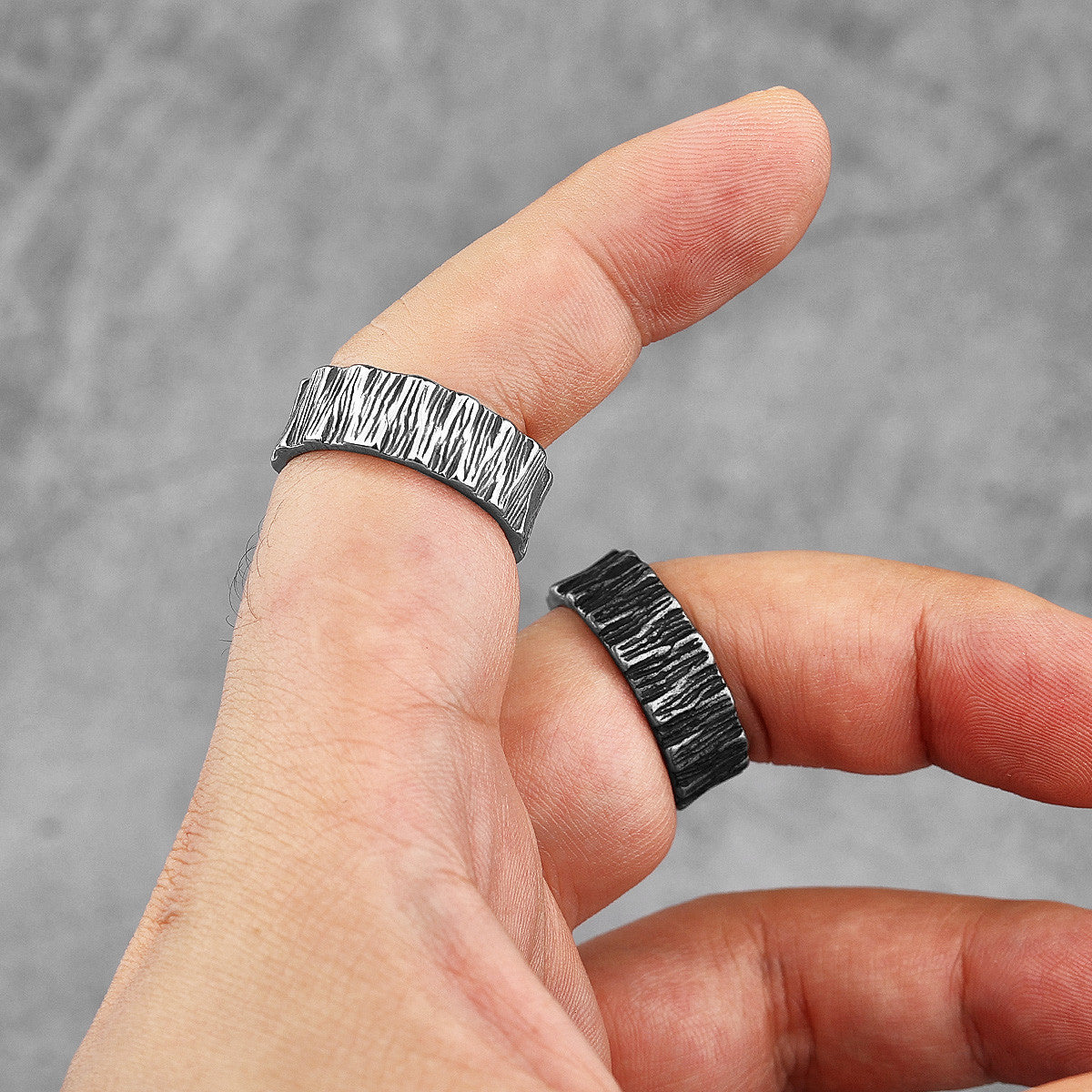 Tree Bark | No Fade Stainless Steel Designer Vintage Look Men's Rings