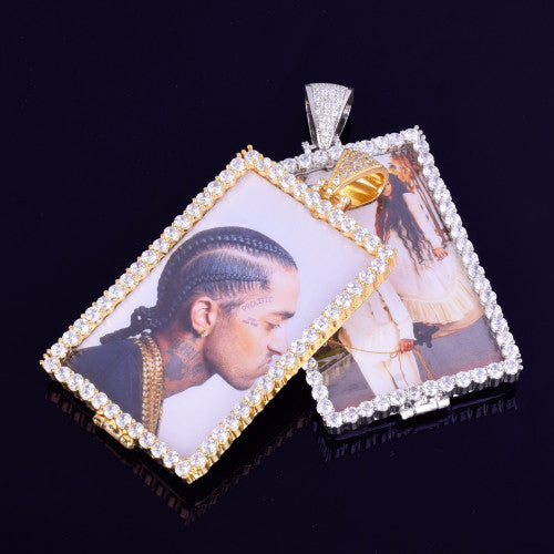 Moments In Time | 4 Prong Set Custom Square Picture Hip Hop Pendant