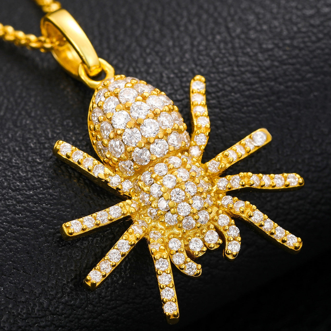 Solid 925 Sterling Silver Genuine VVS Diamond Spider Hip Hop Casual Pendant