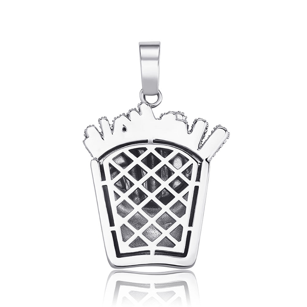 Flooded Ice Full Paved White Yellow Rose Gold Hip Hop French Fries Box Bling Pendant