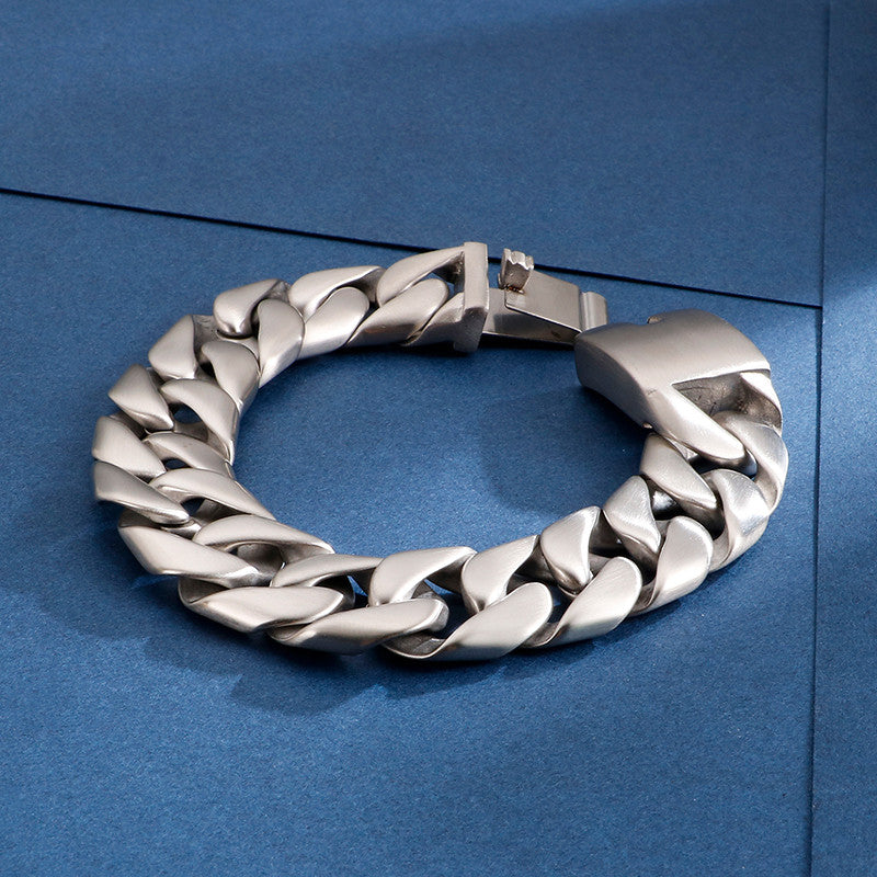 Mens Matte 20mm New Fashion No Fade Thick Stainless Cuban Link Hip Hop Bracelet