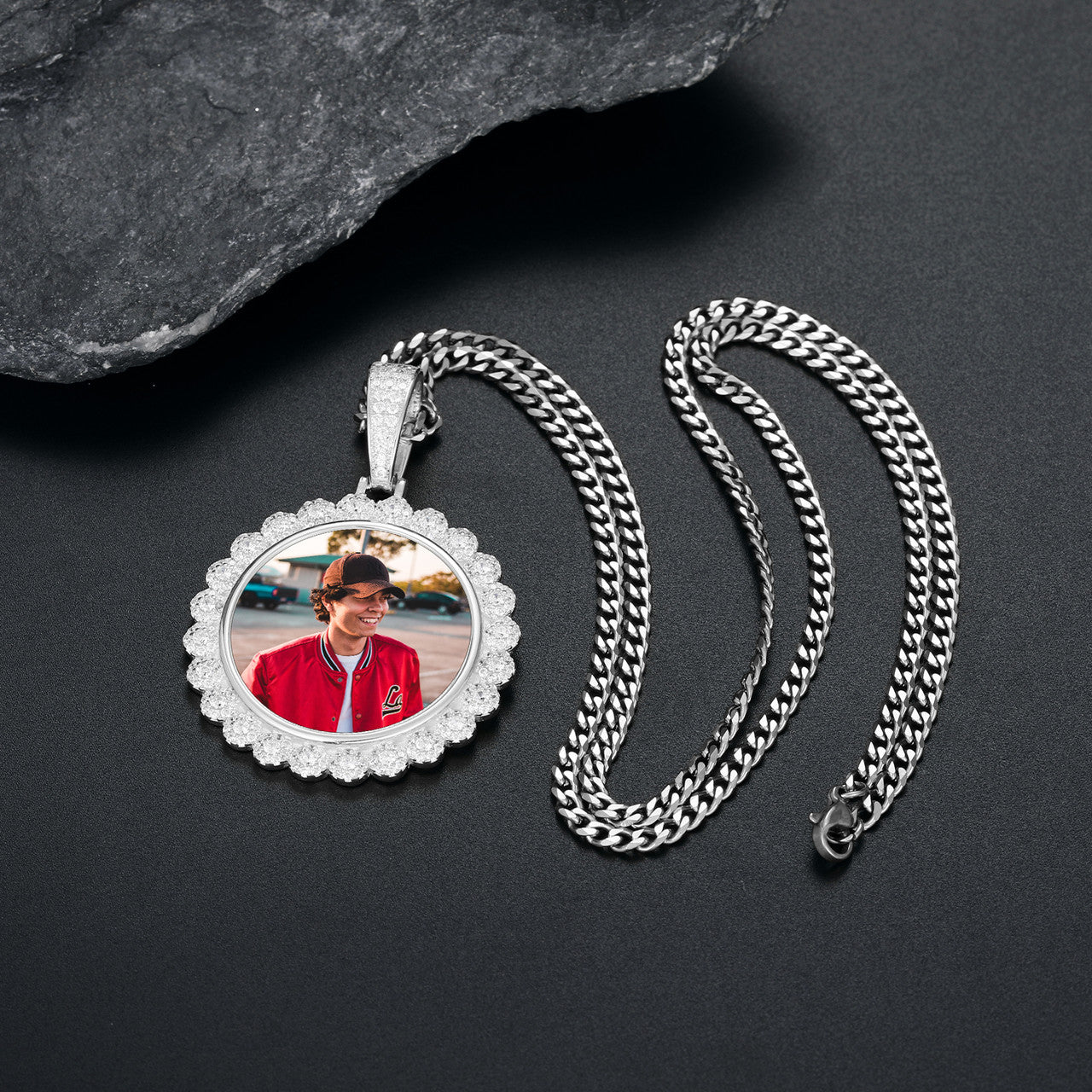 Priceless Moments | Sterling Silver Iced Blinged Out Custom Photo Memory Pendant