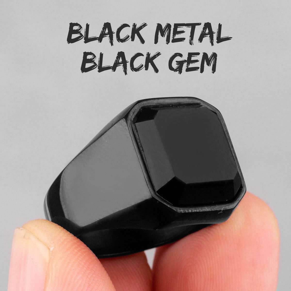Luxury Gemstone | 14k Gold Black Over Solid Stainless Steel Black Gem Rings