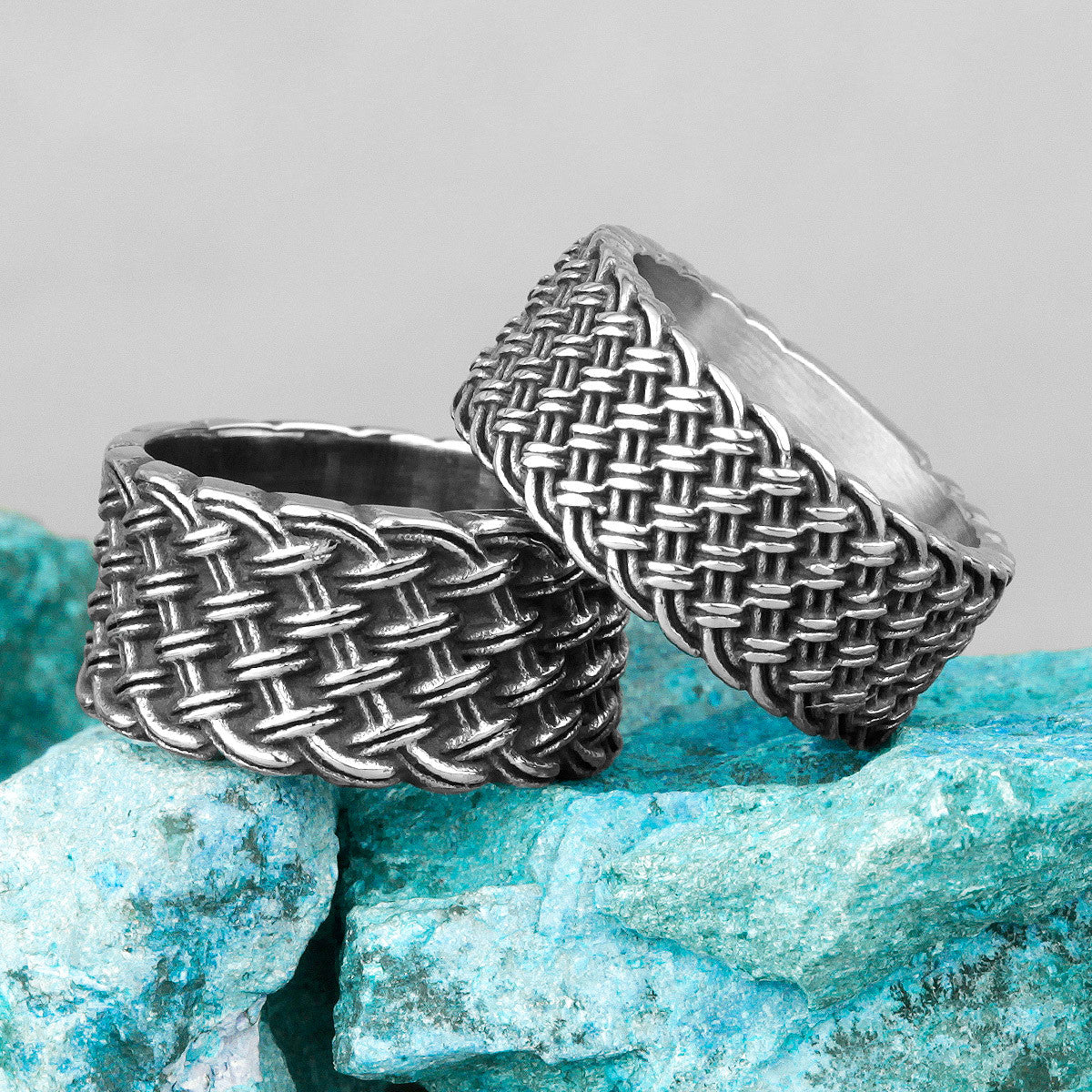 Mens Couples No Fade Stainless Steel Interweaving Love Casual Street Wear Rings