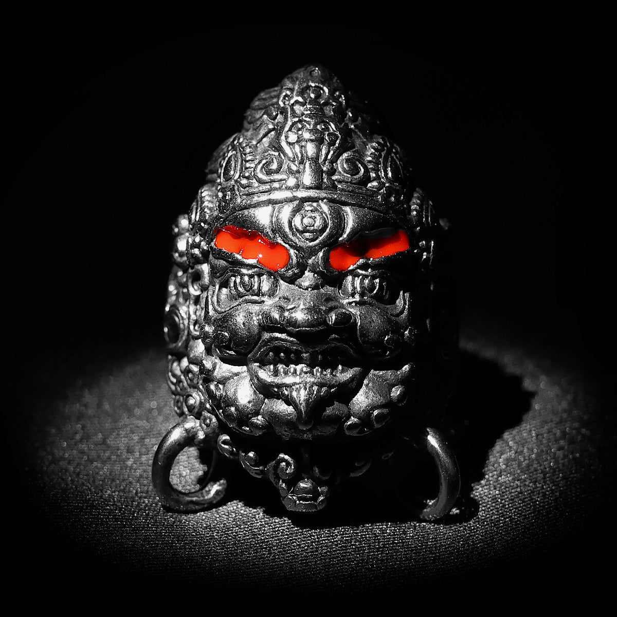 Mens No Fade Stainless Steel Tibetan Buddhism Raksha Buddha Jewelry Rings