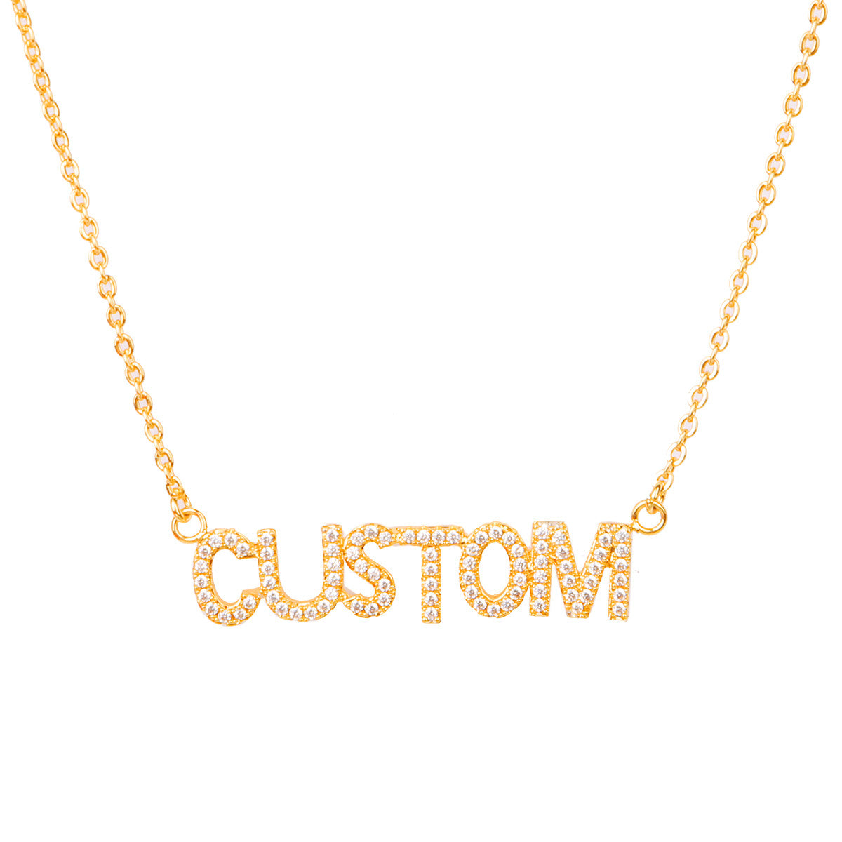 Classic Nameplate | Iced Prong Set Blinged Out Custom Made Initial Letter Necklace