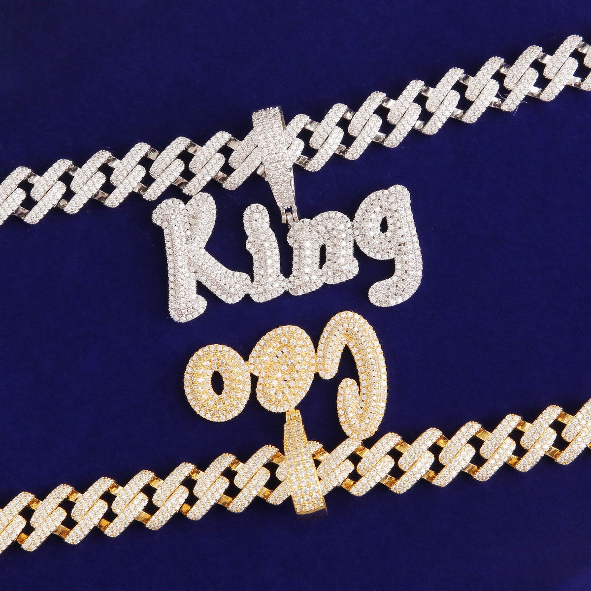 18k Gold Silver Soild Back Graffiti Letters Custom Name Initial Hip Hop Pendant Chain Necklace