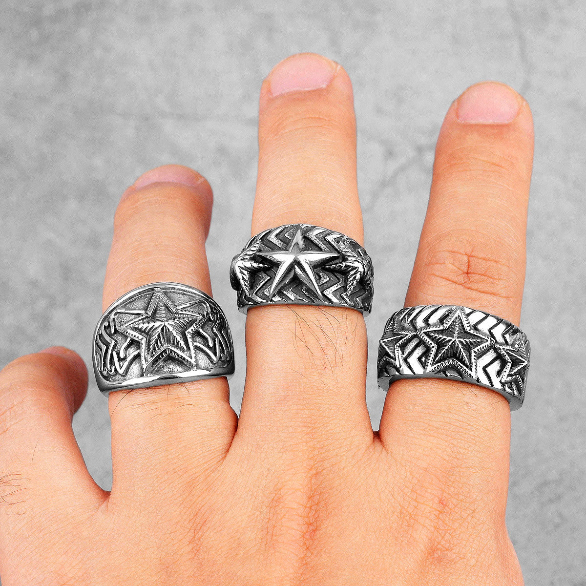 Super Star | 316L No Fade Stainless Steel Star Crossed High Fashion Street Style Ring