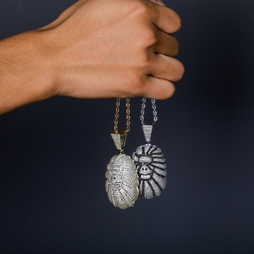 14k Gold .925 Silver Totally Iced Jungle Orangutans Hip Hop Pendant Chain Necklaces