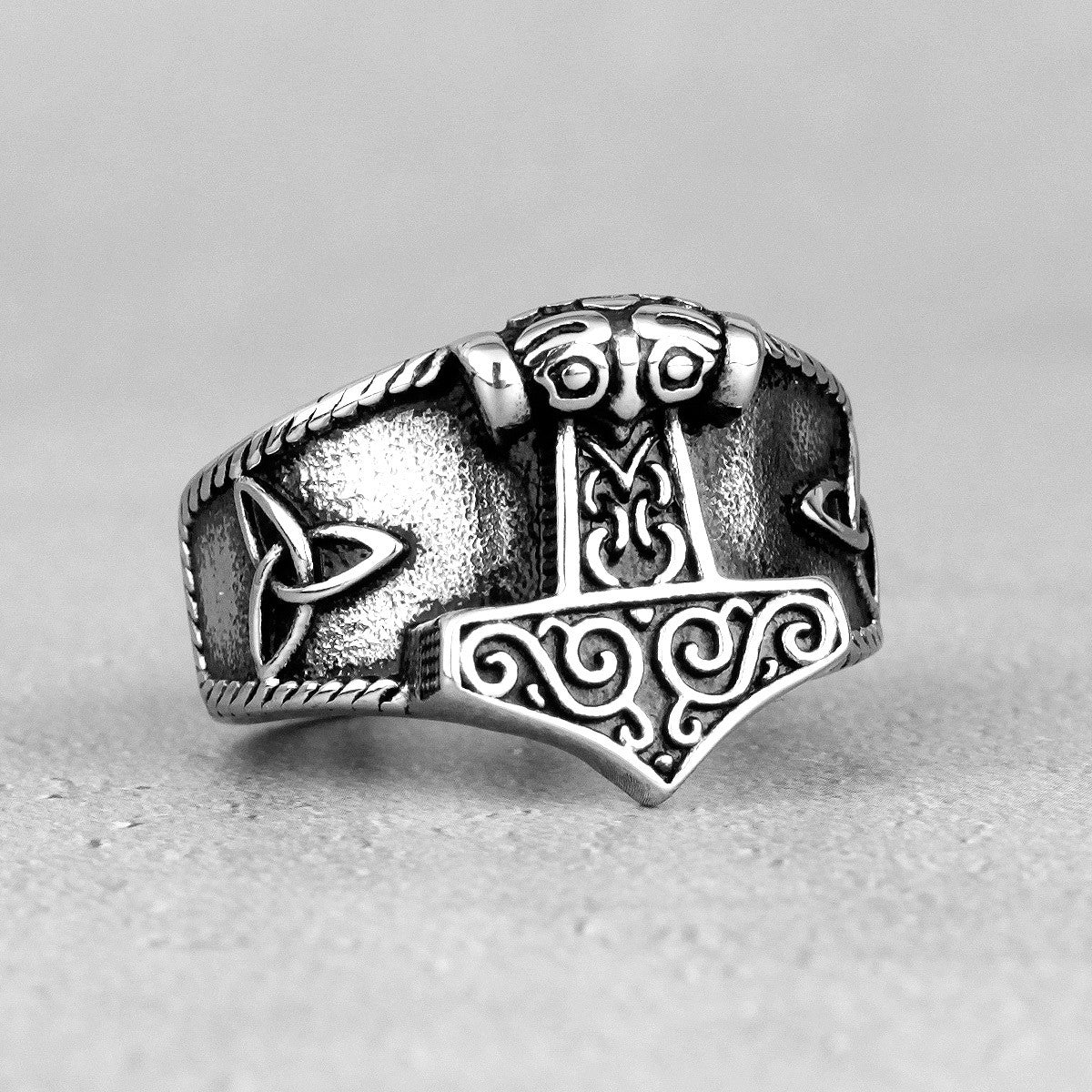 Hammer Of The Gods | Solid Stainless Steel Retro Viking Thor's Hammer Ring