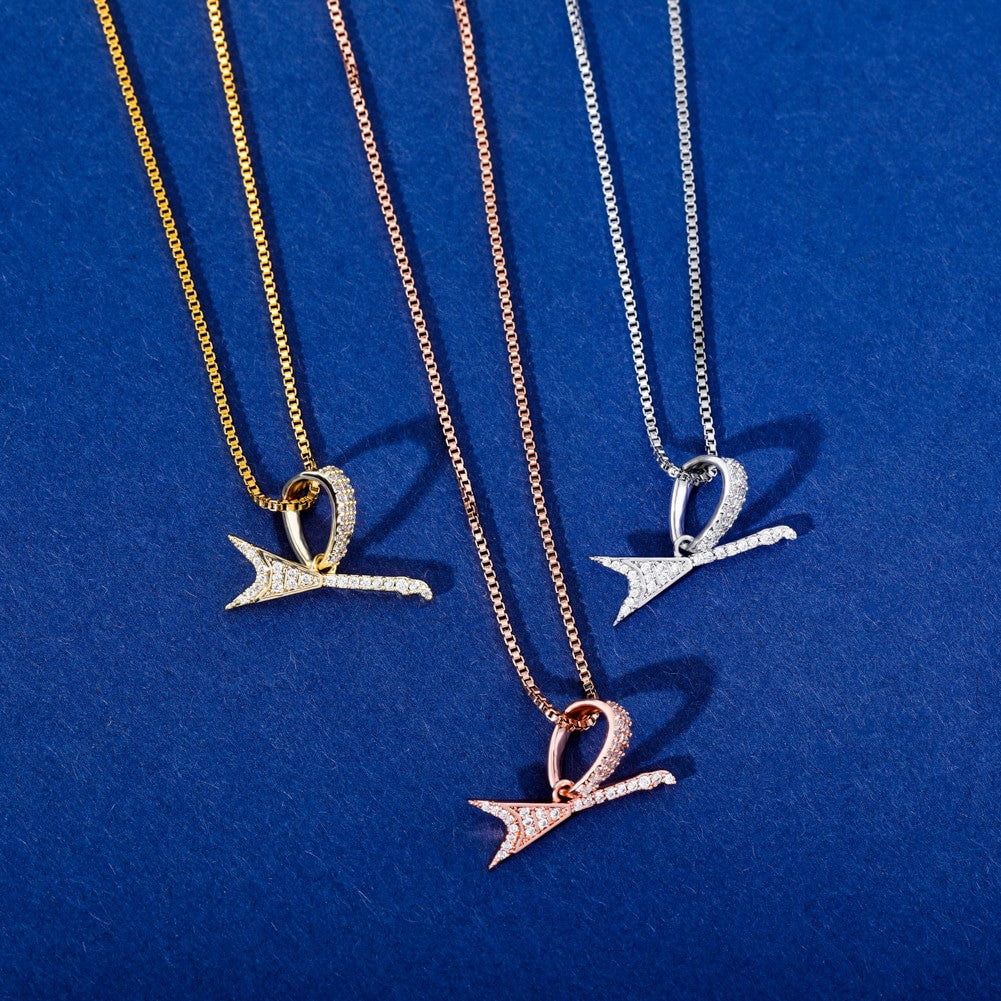 White Rose Gold Silver 925 Sterling Silver 80's Rocker Guitar Street Rock Micro Pendant Chain Necklace