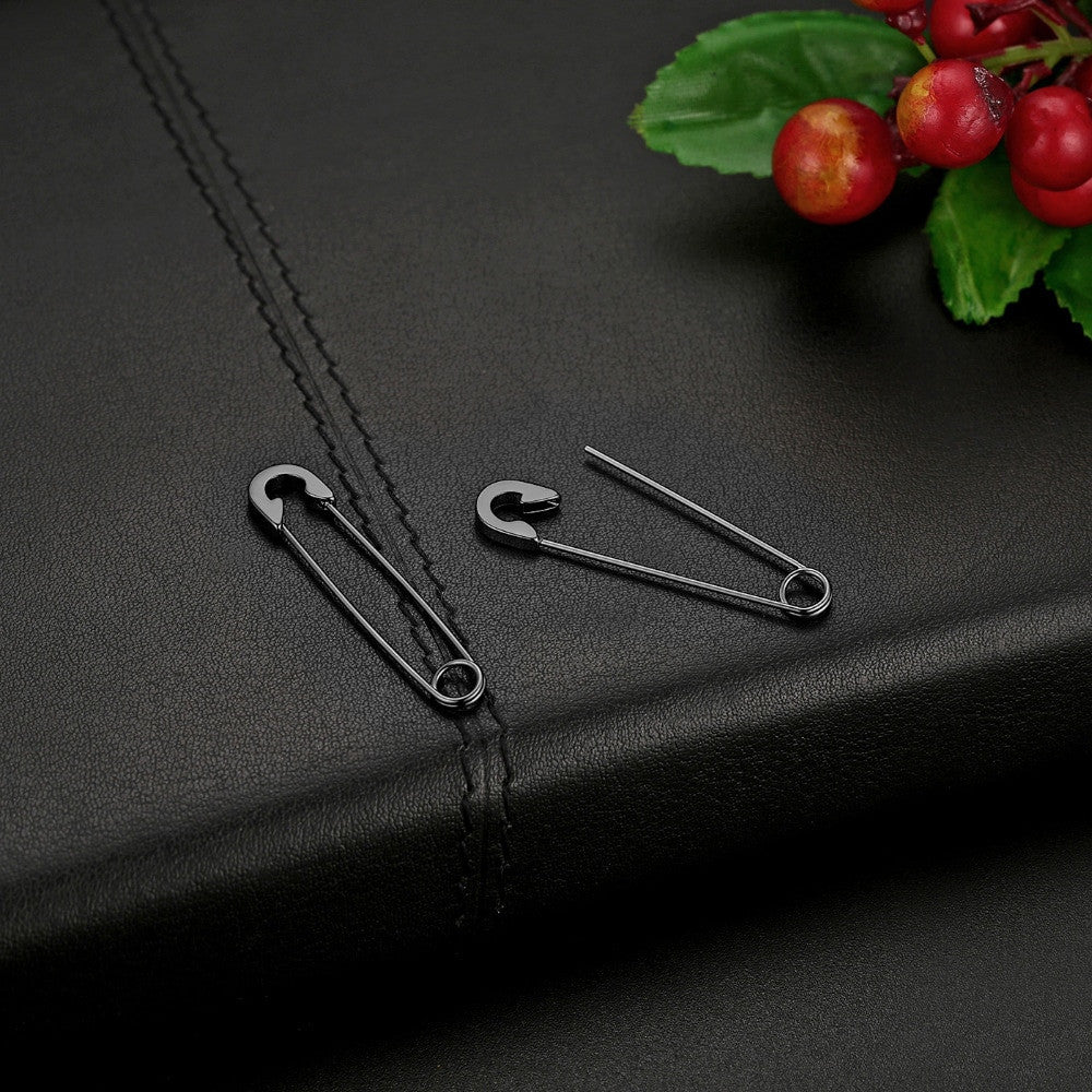 Punk Rock Unique Design Gold Silver Rainbow Color Stainless Steel Saftey Pin Earrings