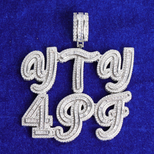 Frosted Script | Hip Hop VVS Diamond CZ Baguette Stone Custom Made Pendant