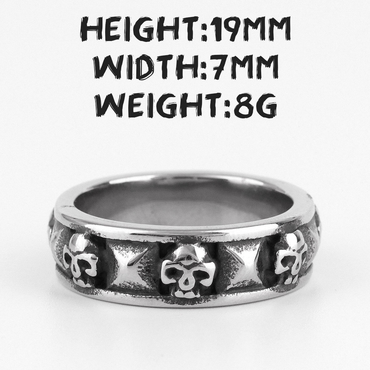 Ancient Skulls | 316L Solid Stainless Steel Simple Gothic Skull Biker Rings