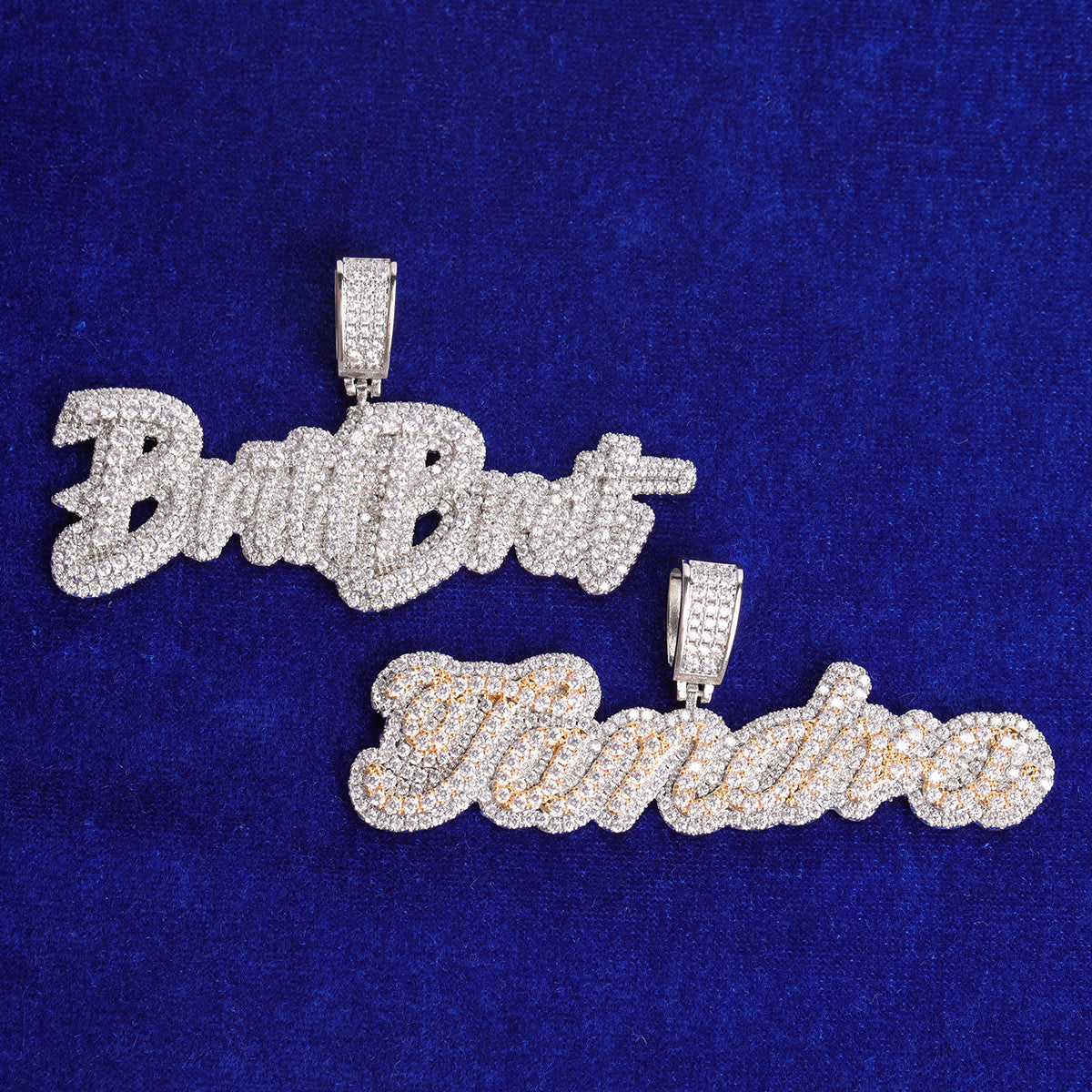 Cluster Drip | Iced Two Layer VVS Diamond CZ Blinged Out Nameplate Pendant