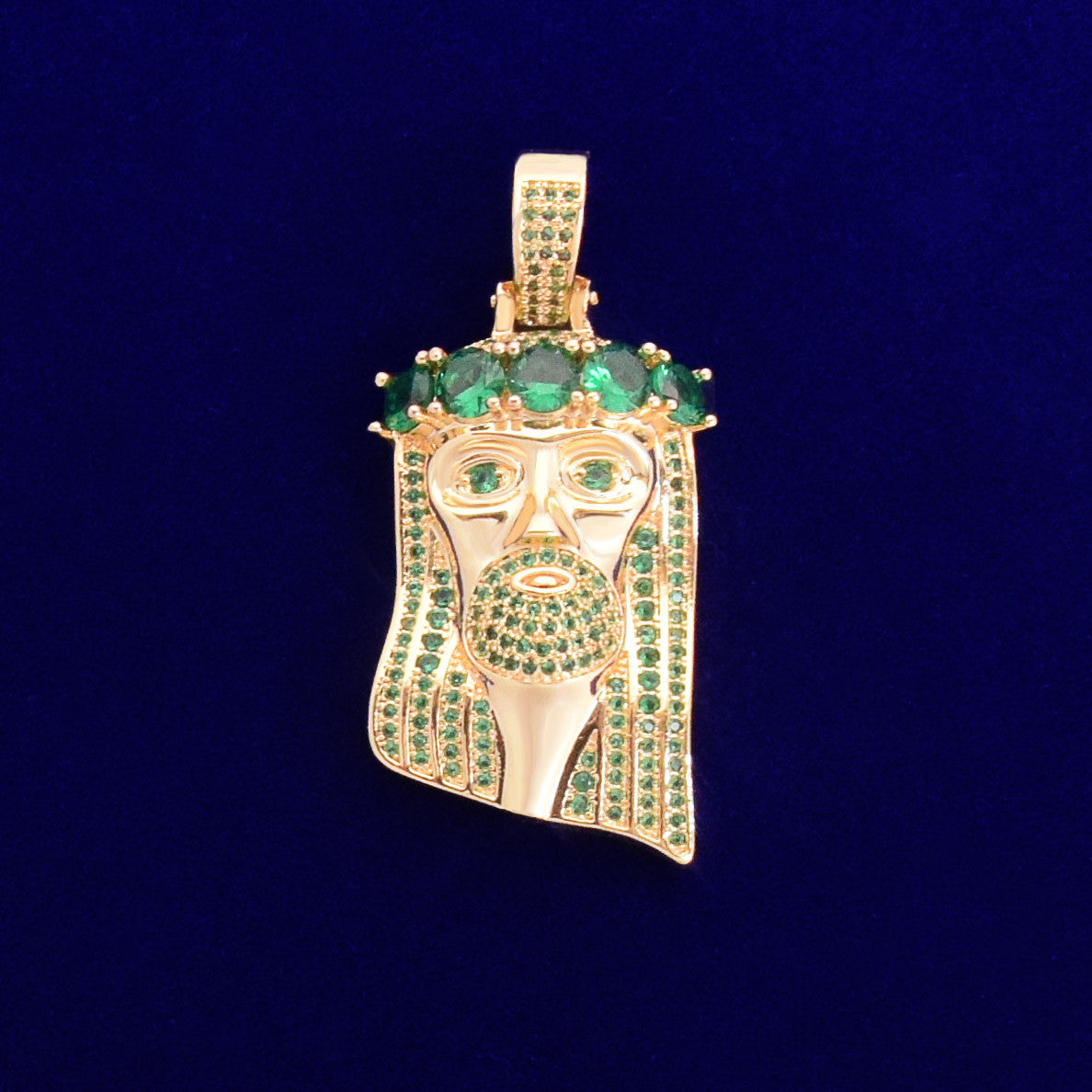The Emerald Crown | Green 4 Prong Set Flooded Ice Jesus Piece Hip Hop Chain