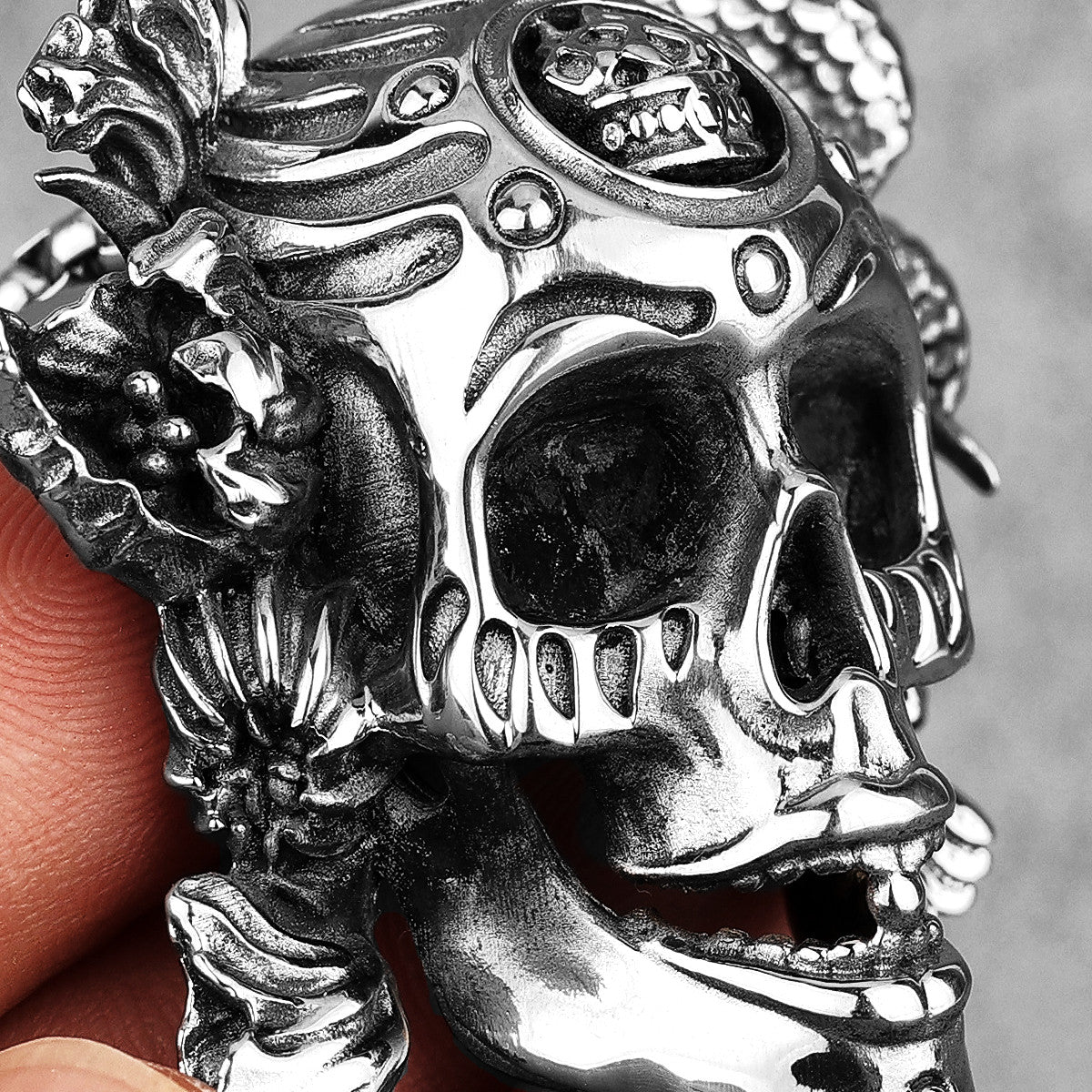 Mens Street Wear 316L Stainless Steel Biker Hip Hop Demon Clown Skull Pendant