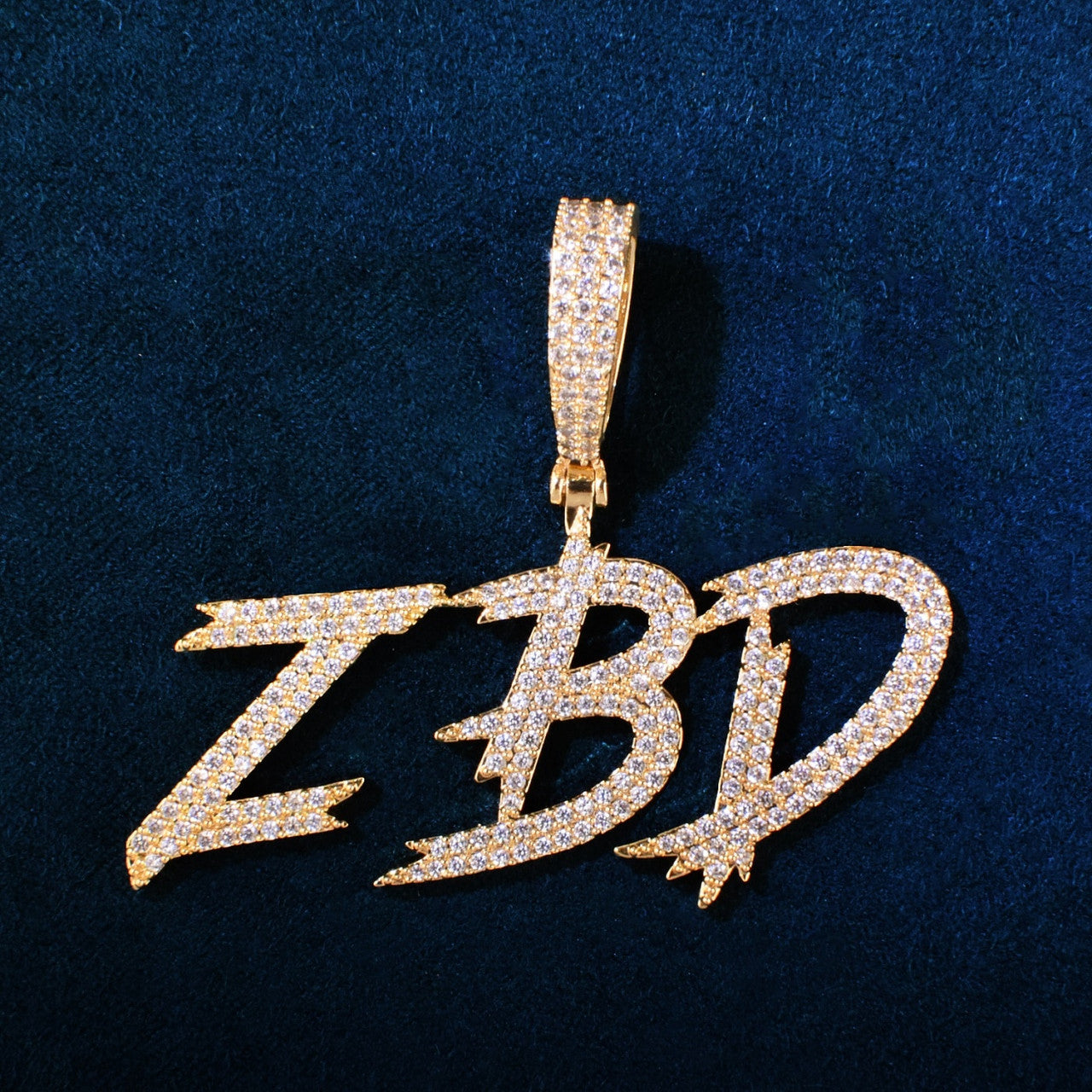Frozen Ice 24k 925 Script Letters Initial Custom Made Hip Hop Chain Necklace