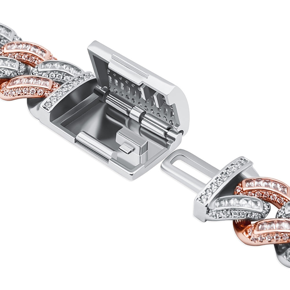 Mens 16mm True Luxury Baguette Boss Baller 14k White Yellow Rose Gold Bling Bracelets