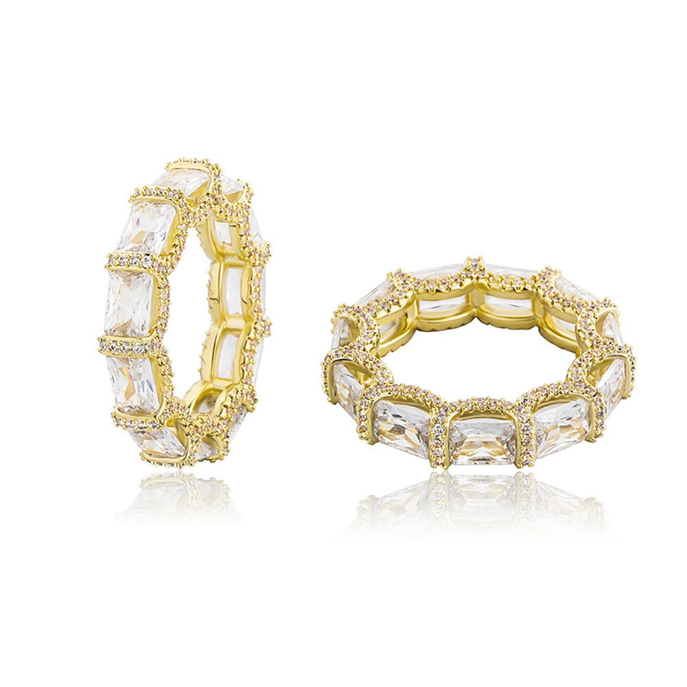 New Luxury Street Wear 14k Gold 925 Silver Flawless Baguette Hip Hop Rings