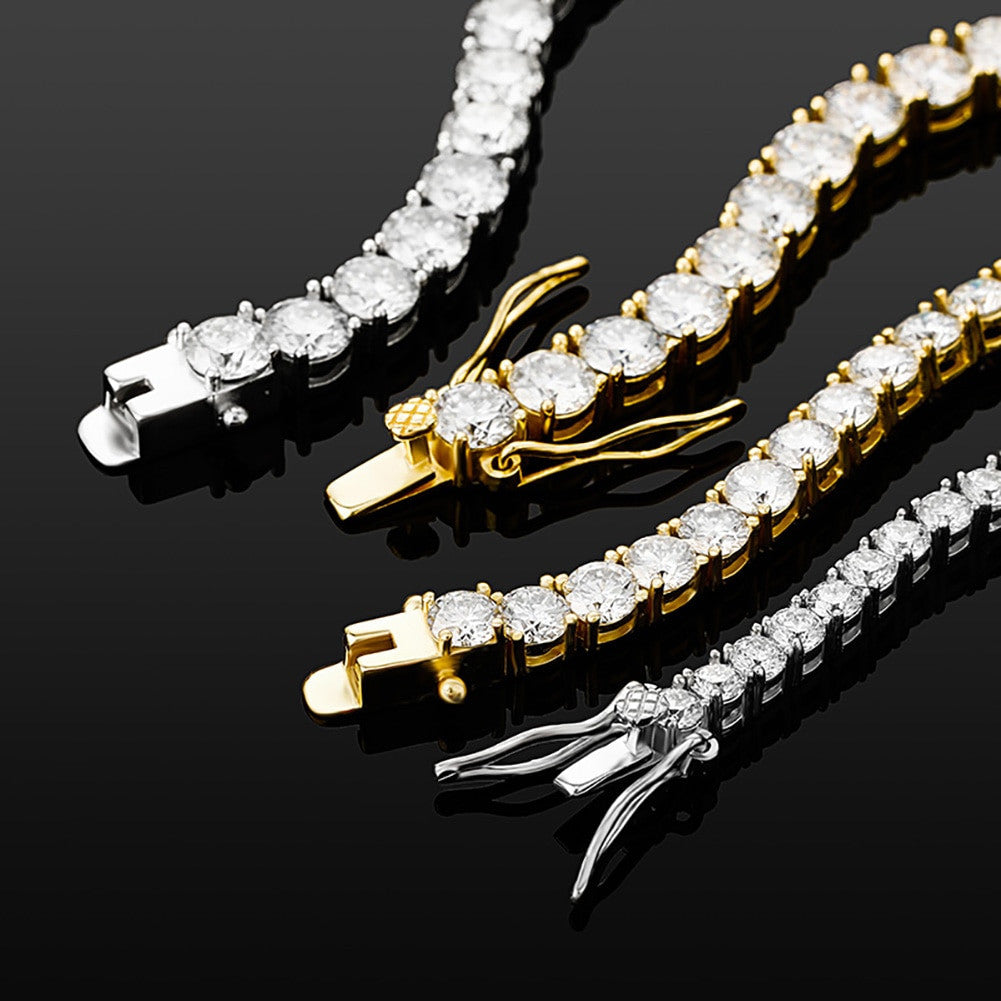 Moissanite Genuine Lab Diamond 925 Sterling Silver 3mm-5mm Round Cut Tennis Bracelet