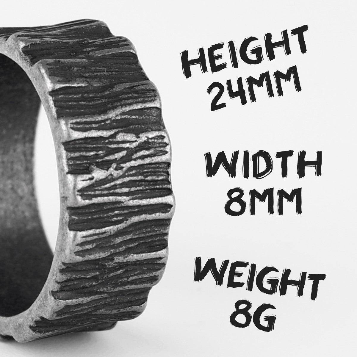 Tree Bark | No Fade Stainless Steel Designer Vintage Look Men's Rings