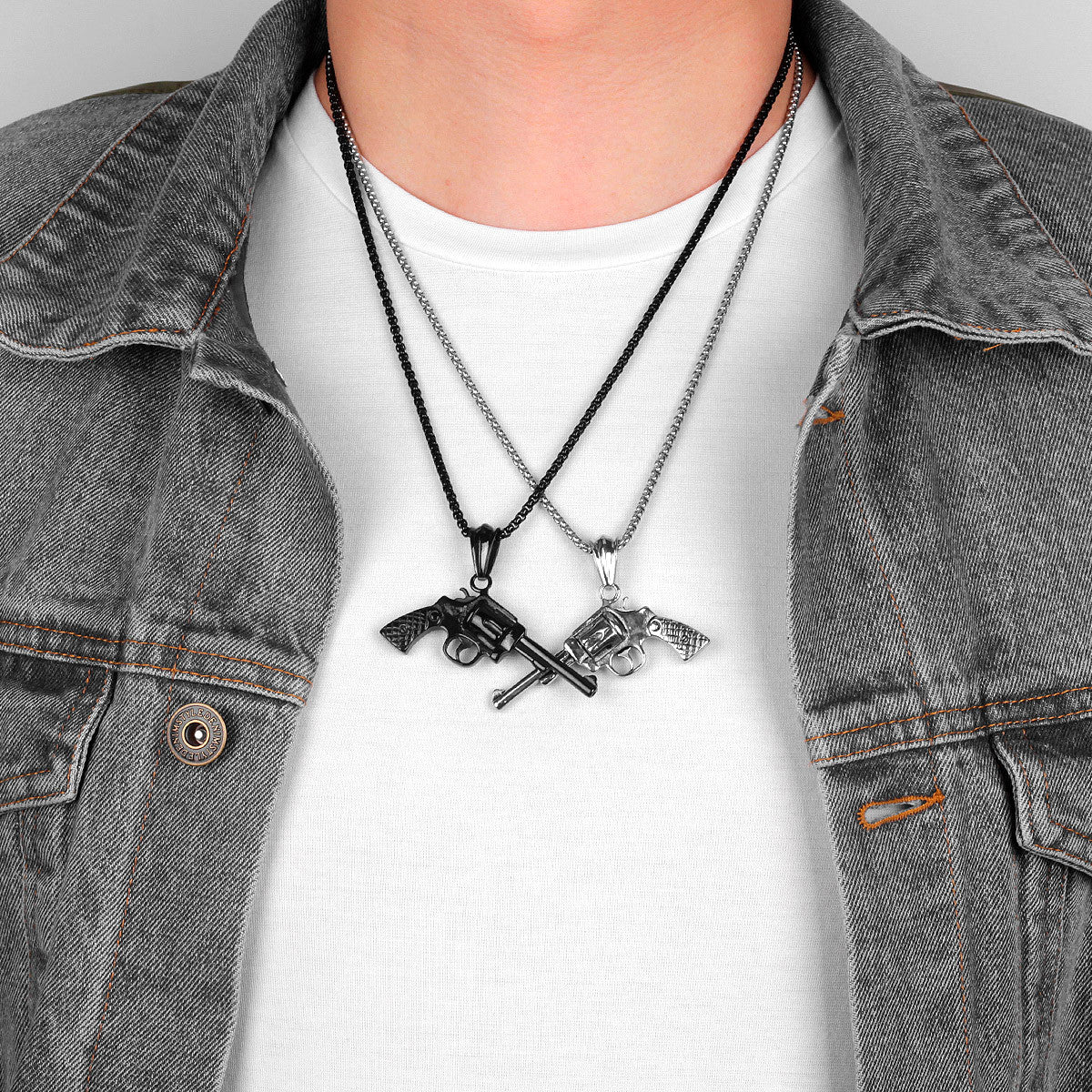 Hot Revolver | Hip Hop 14k Gold over No Fade Stainless Steel Pistol Pendant Chain