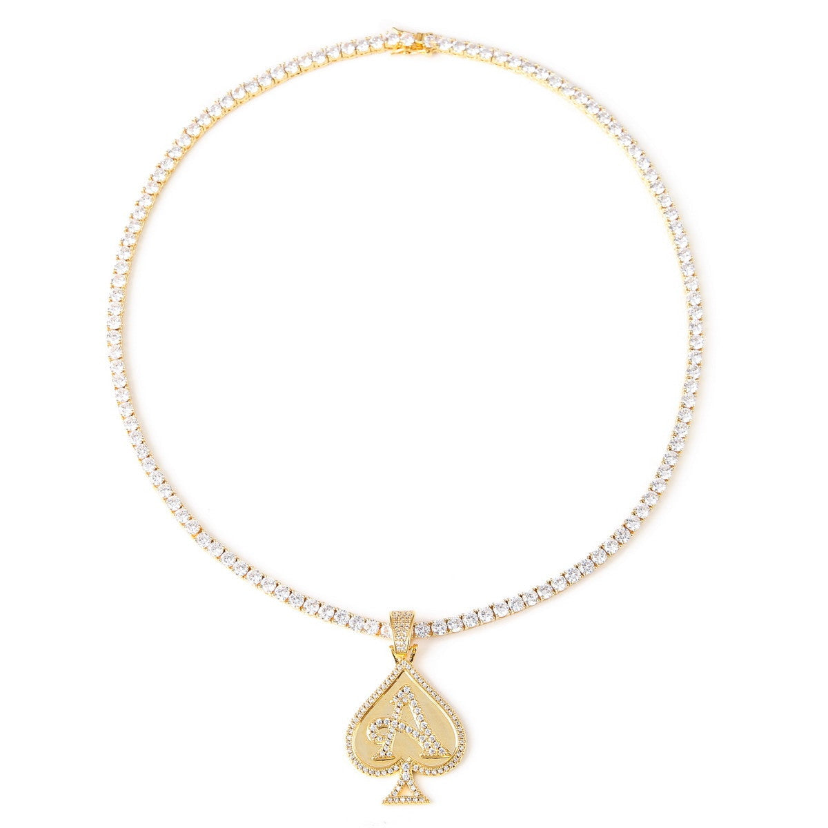 Ace Of Spades Gold Silver Rose Gold Poker Cards Hip Hop Pendant Chain Necklace