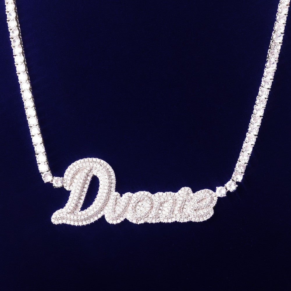 AAA Micro Pave Close Cut Custom Name 18k Silver Rose Gold Hip Hop Pendants