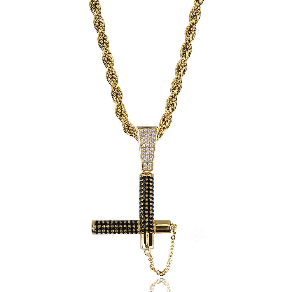 Combat Collection | VVS Diamond CZ 14k Gold 925 Silver Nunchaku Ninja VS Pendant Necklace