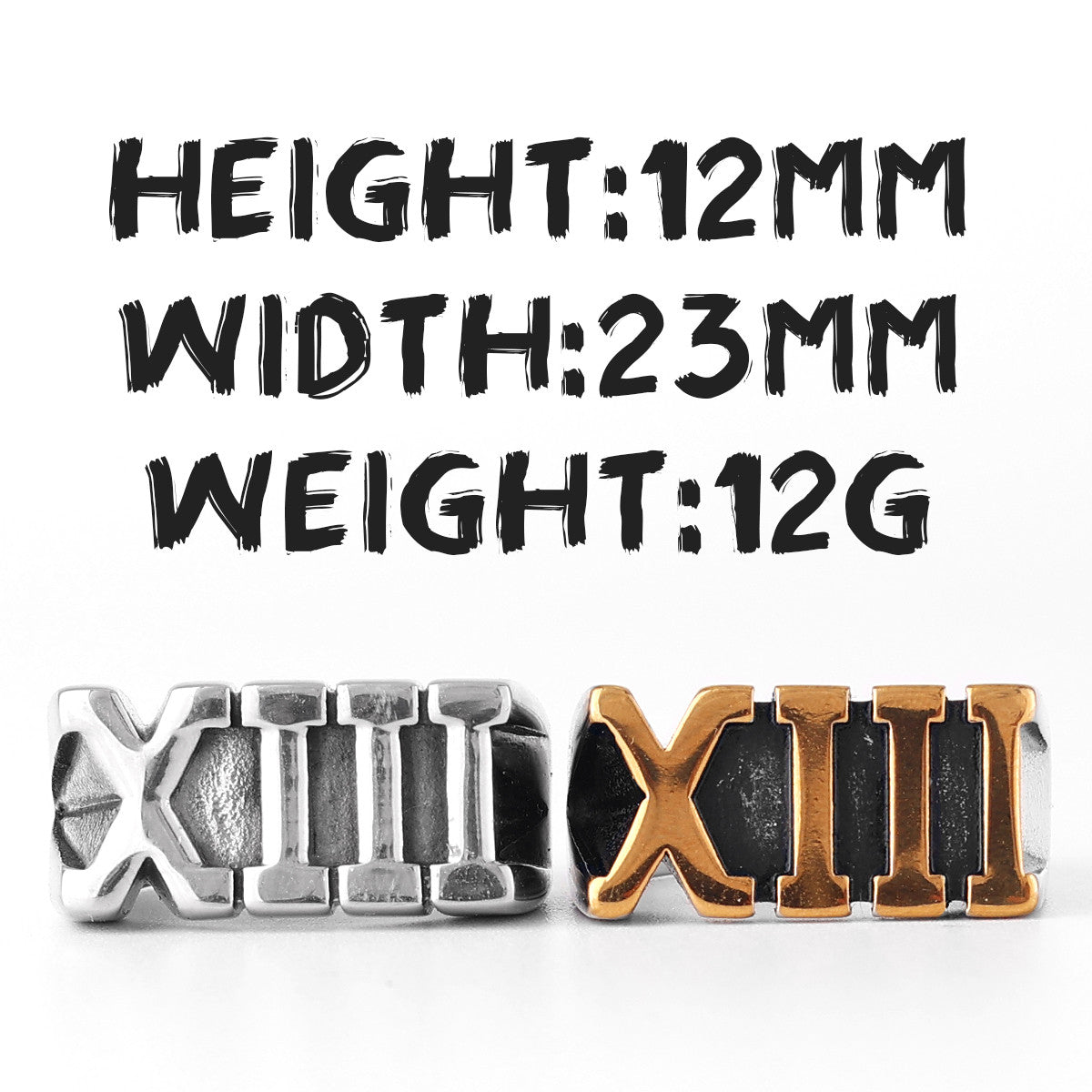 Mens Silver 14k Gold No Fade Stainless Steel Lucky Number 13 Roman Numerals Rings