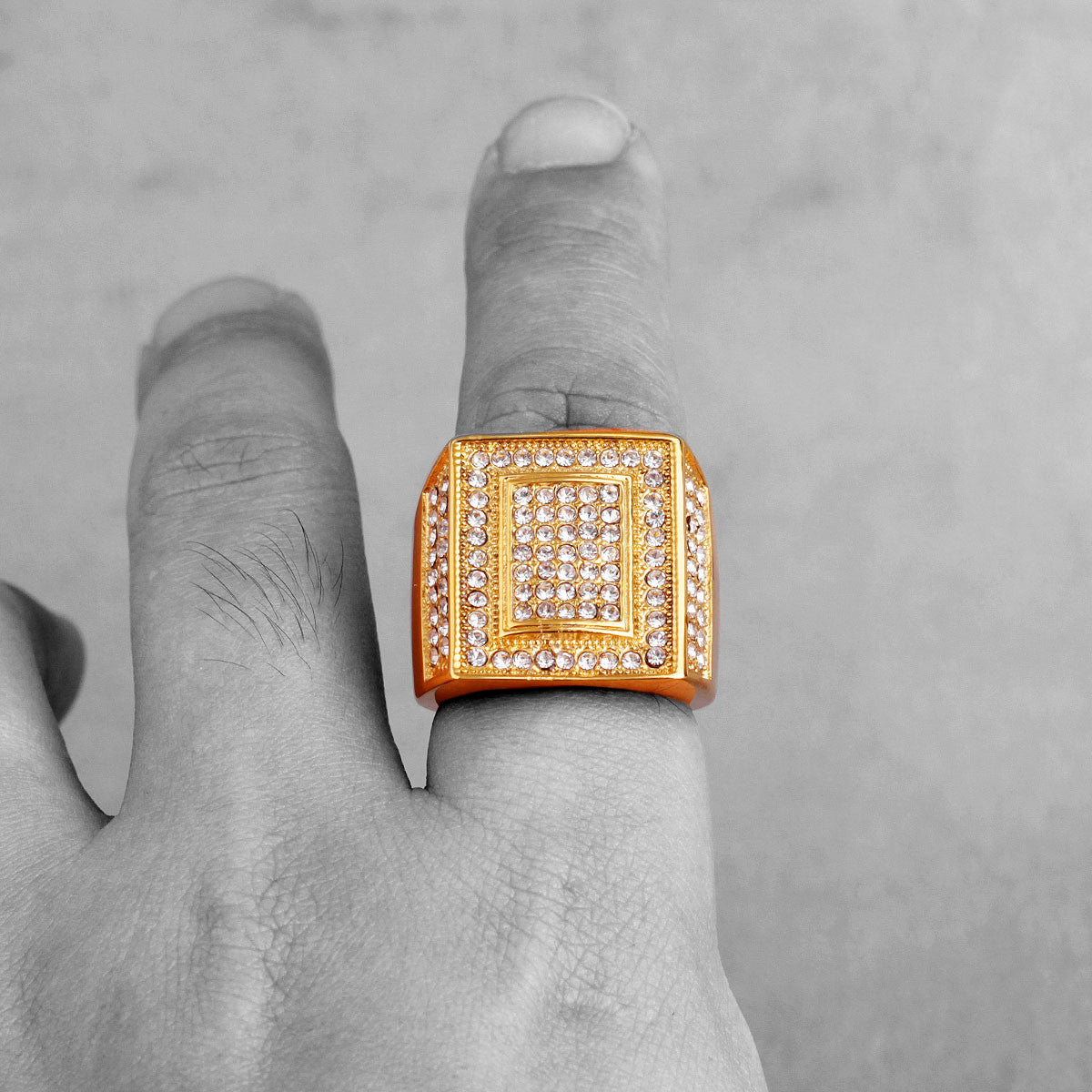 Domain | 14k Gold Over 316L No Fade Stainless Steel Luxury King CZ Stone Hip Hop Rings