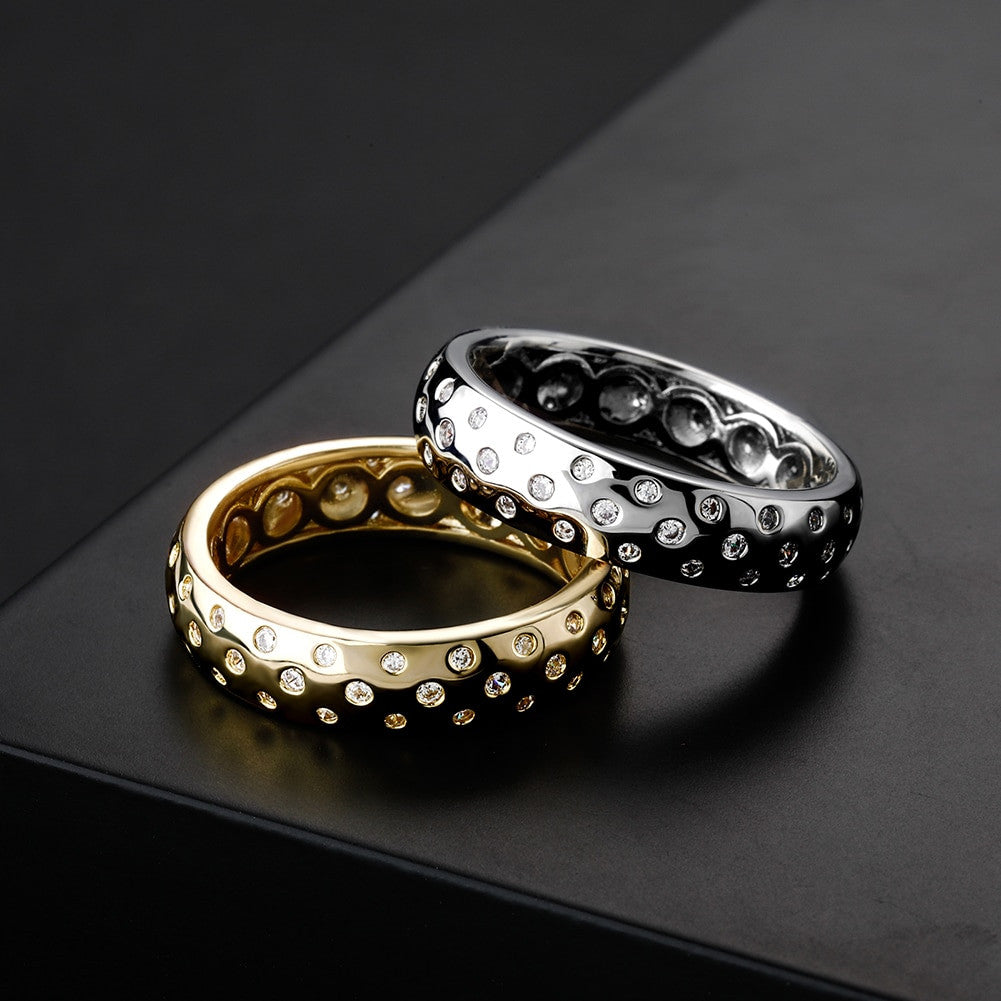 Ladies Night Sky Twilight Deep Set Stone Bling 14k White Yellow Gold Rings