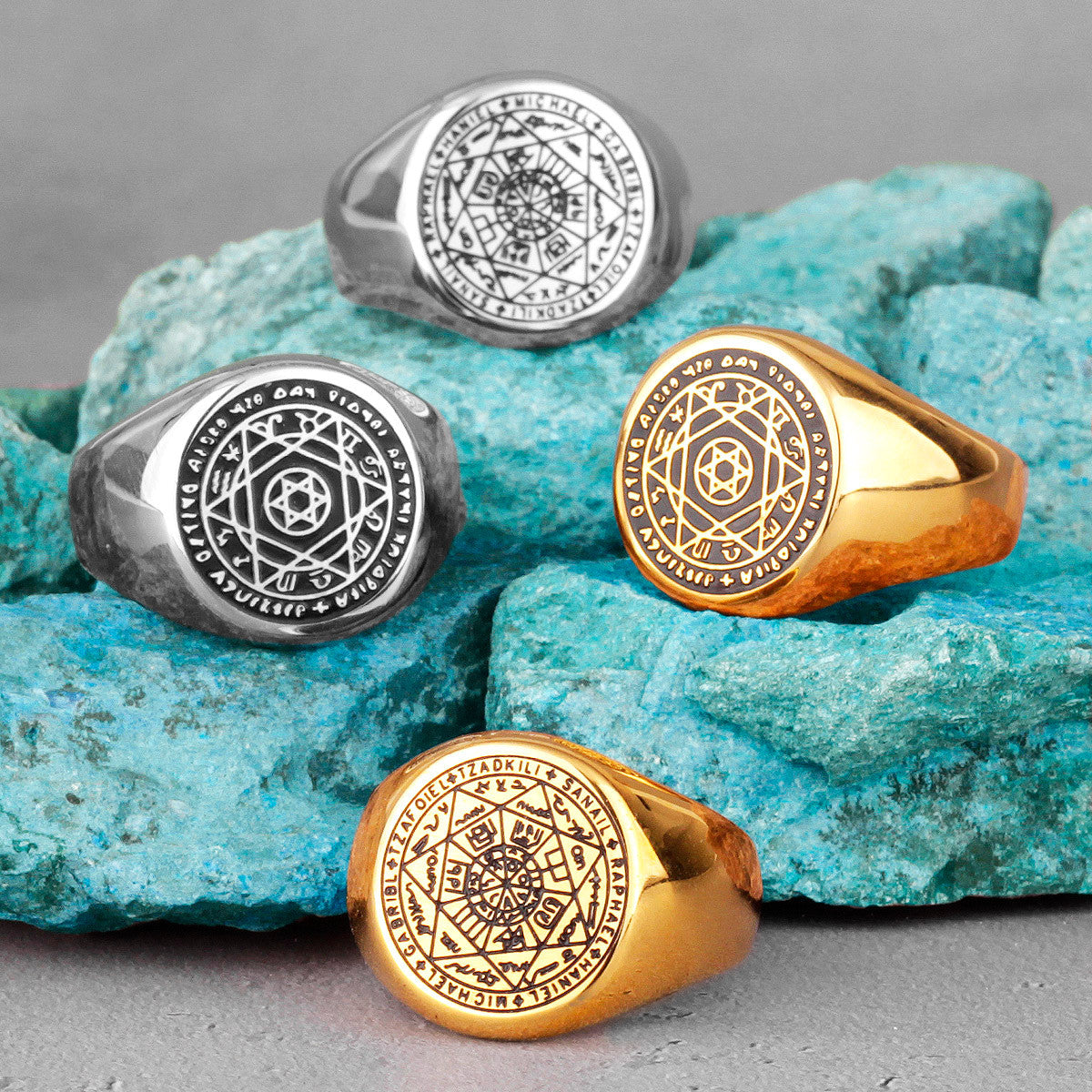 Patron Saint Star of David | 14k Gold Over Stainless Steel Amulet Designer Rings
