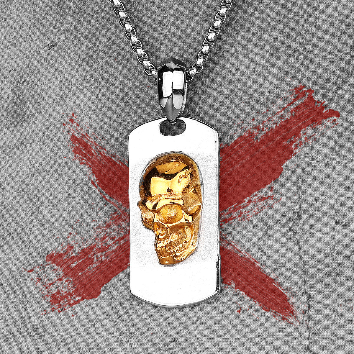 Golden Devil Skull | 14k Gold No Fade Solid Stainless Steel Pressed Skull Pendant
