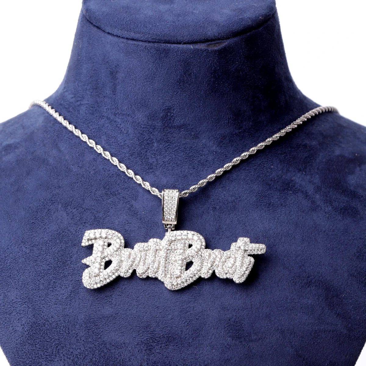 Cluster Drip | Iced Two Layer VVS Diamond CZ Blinged Out Nameplate Pendant