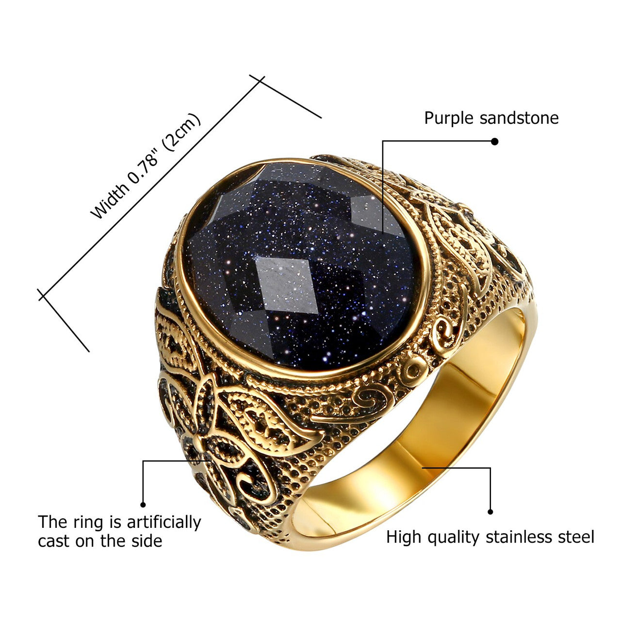 14k Gold Stainless Steel Eye Of Eternity Classic Bling Rings
