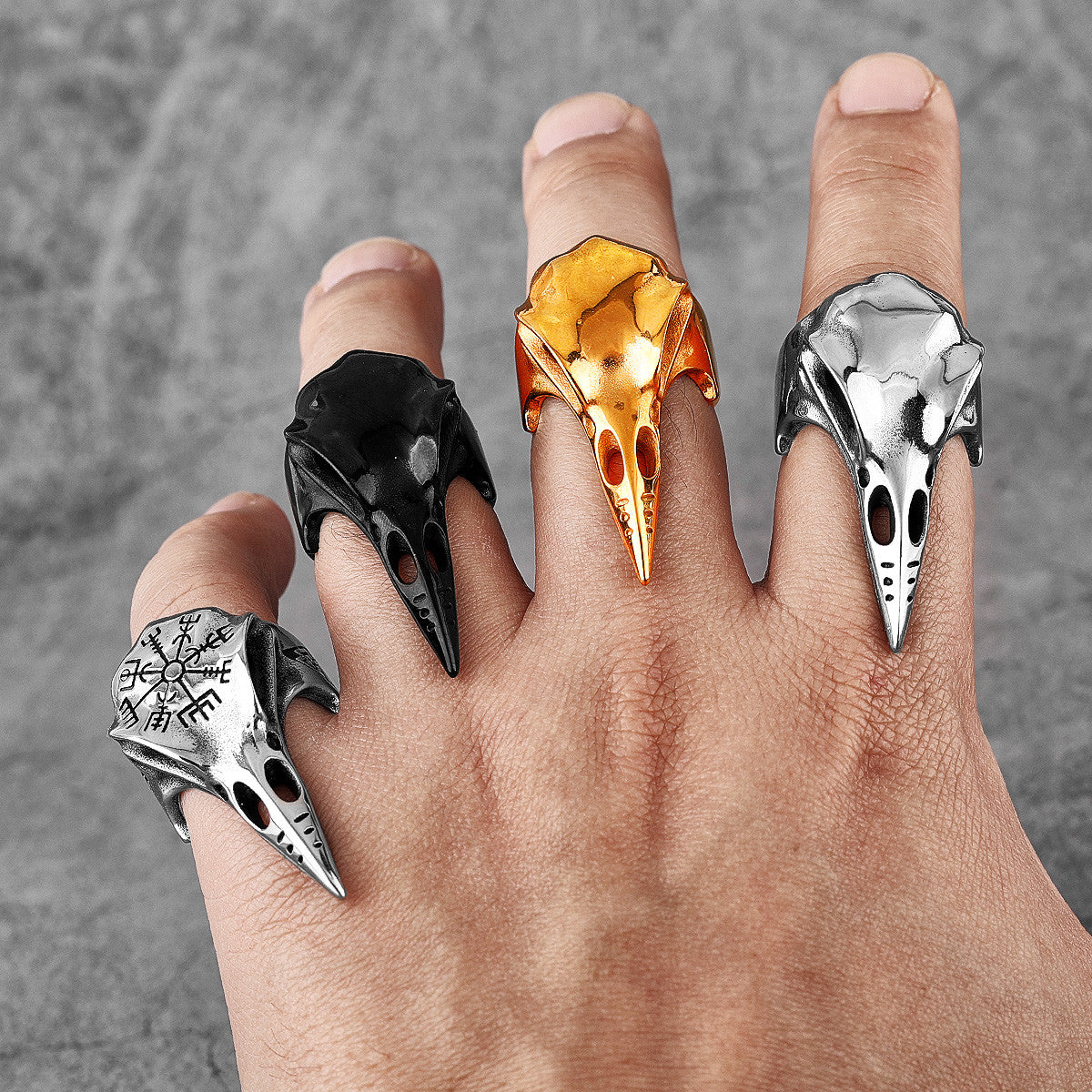 Crow Skull | No Fade Stainless Steel Gold Silver Black Street Wear Men's Designer Rings