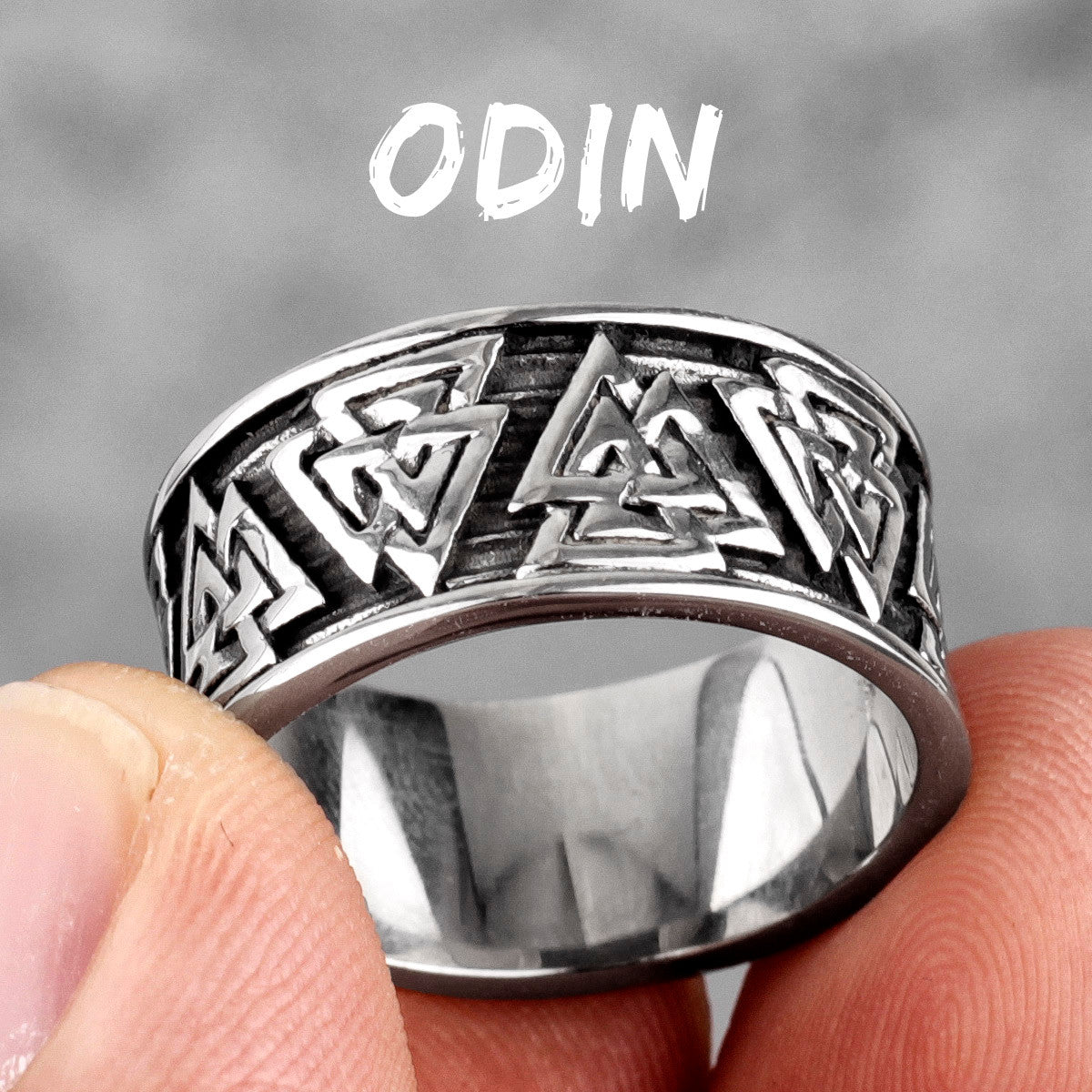 Odin's Triangle | Mens 316L Stainless Steel Viking Symbol Mythology Street Wear Rings