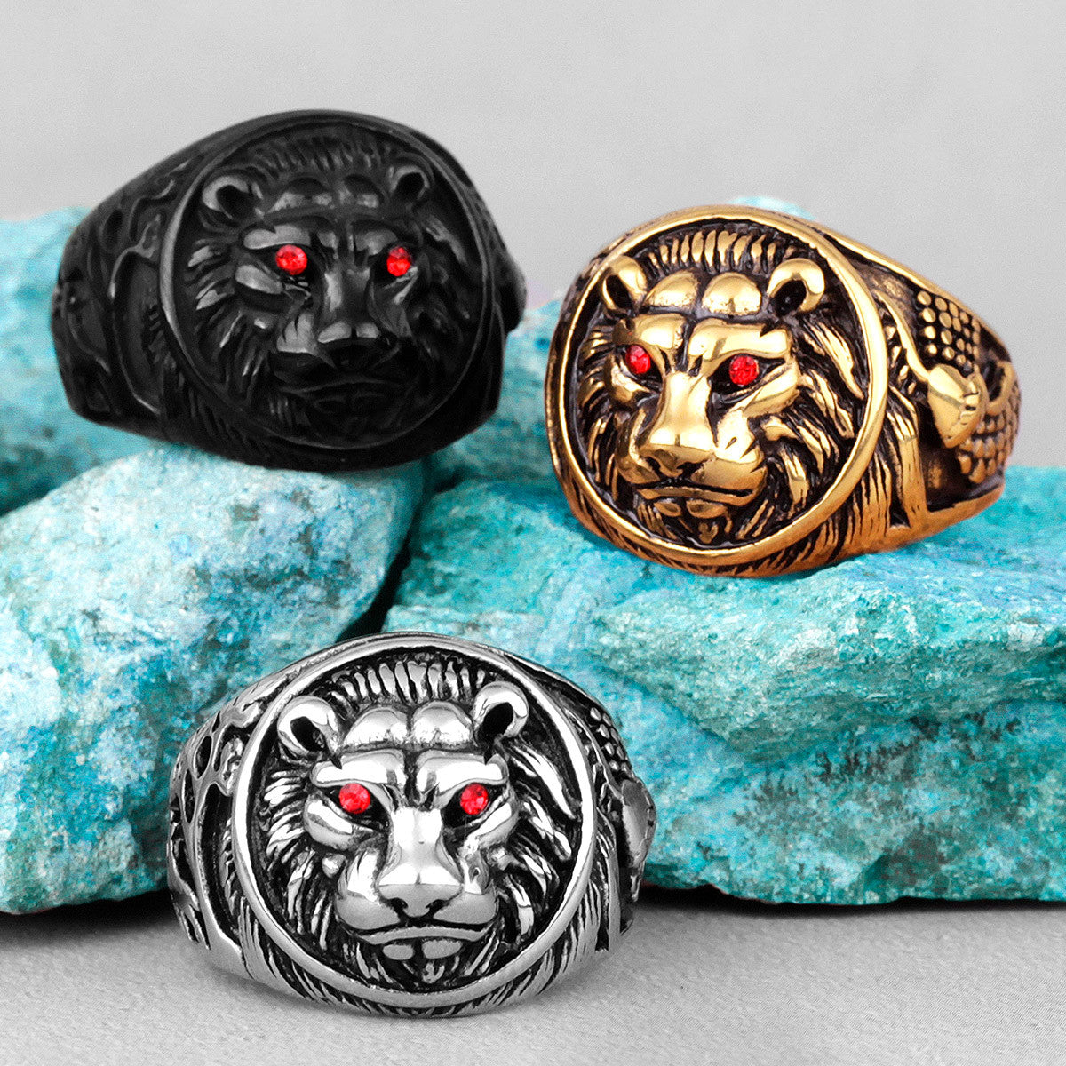 The Tiger's Eye | 14k Gold Black Over Solid Stainless Steel Tiger Street Wear Rings